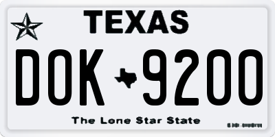 TX license plate DOK9200