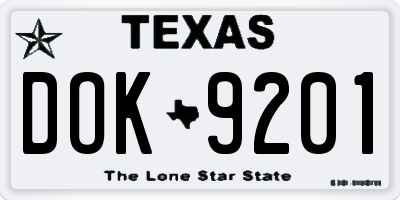 TX license plate DOK9201