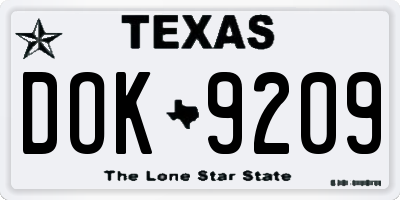 TX license plate DOK9209