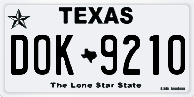 TX license plate DOK9210