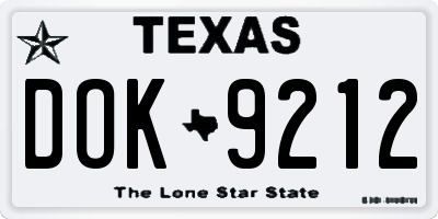TX license plate DOK9212