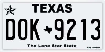 TX license plate DOK9213