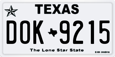 TX license plate DOK9215