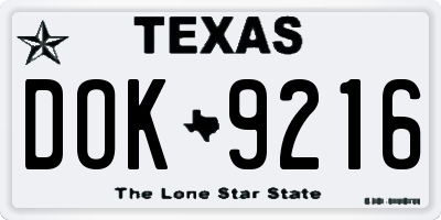 TX license plate DOK9216