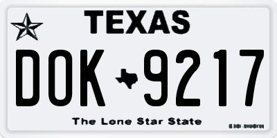 TX license plate DOK9217