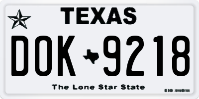 TX license plate DOK9218