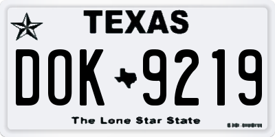 TX license plate DOK9219