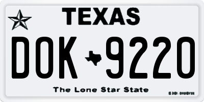 TX license plate DOK9220