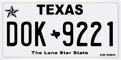 TX license plate DOK9221