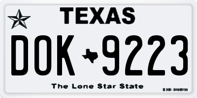 TX license plate DOK9223