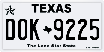 TX license plate DOK9225