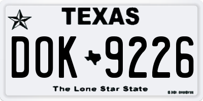 TX license plate DOK9226