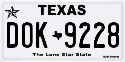TX license plate DOK9228