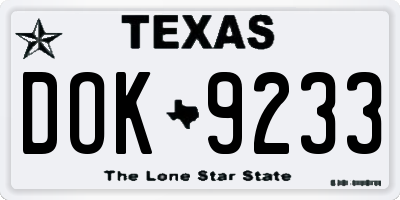 TX license plate DOK9233