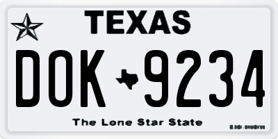 TX license plate DOK9234