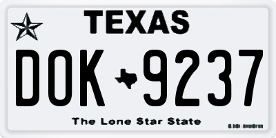 TX license plate DOK9237