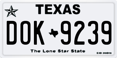 TX license plate DOK9239
