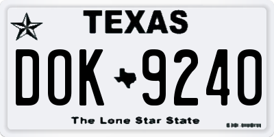 TX license plate DOK9240