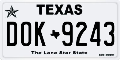 TX license plate DOK9243