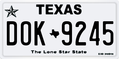TX license plate DOK9245