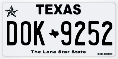 TX license plate DOK9252