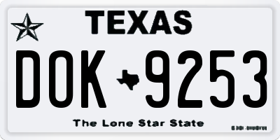 TX license plate DOK9253
