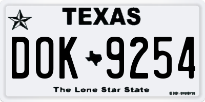 TX license plate DOK9254