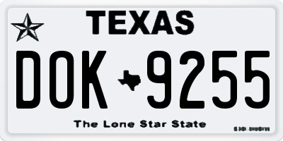 TX license plate DOK9255