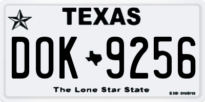 TX license plate DOK9256