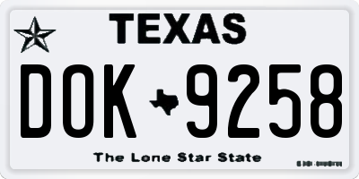 TX license plate DOK9258