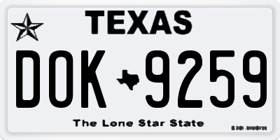 TX license plate DOK9259