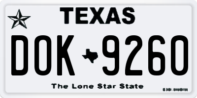 TX license plate DOK9260