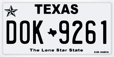 TX license plate DOK9261