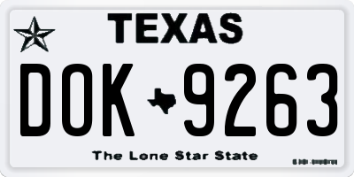 TX license plate DOK9263