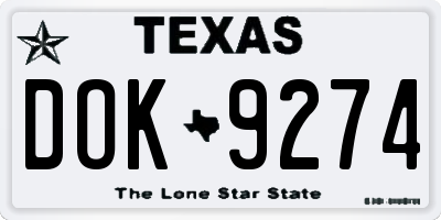 TX license plate DOK9274