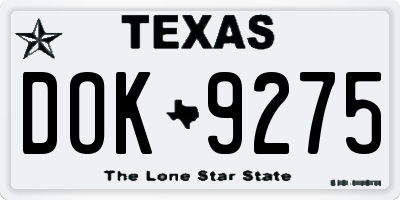 TX license plate DOK9275