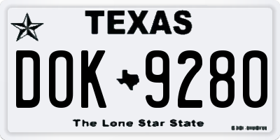 TX license plate DOK9280