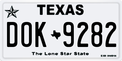 TX license plate DOK9282