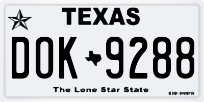 TX license plate DOK9288