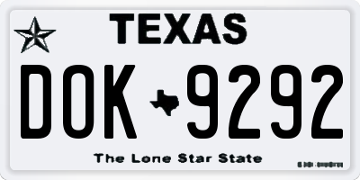 TX license plate DOK9292