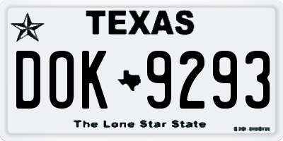 TX license plate DOK9293