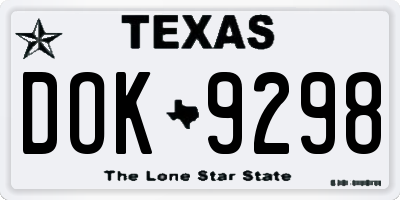 TX license plate DOK9298