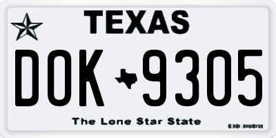 TX license plate DOK9305