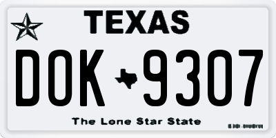 TX license plate DOK9307