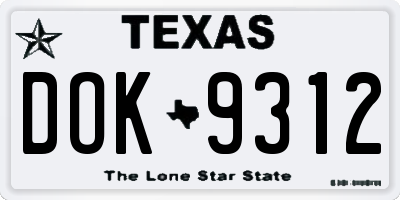 TX license plate DOK9312