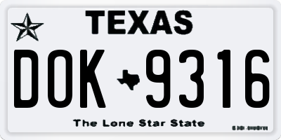 TX license plate DOK9316