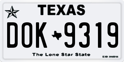 TX license plate DOK9319