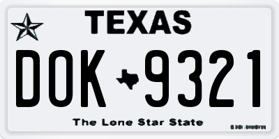 TX license plate DOK9321