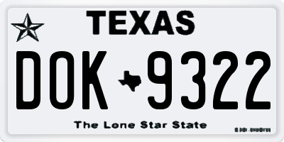TX license plate DOK9322