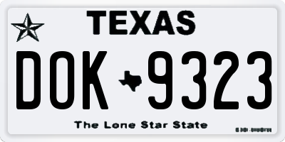 TX license plate DOK9323